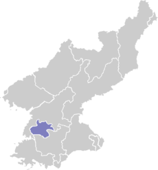 Map of North Korea highlighting the city.