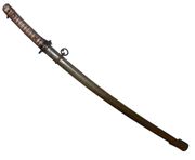 "Type 94" Non Commissioned Officer's sword of the Second World War; made to resemble a Commissioned Officer's shin guntō, they were made of standard machine steel, with an embossed and painted metal handle designed to look like a traditional tsuka.