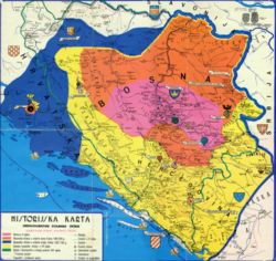 Bosnia during the tenth century. Bosnian state during Ban Kulin 1180-1204 Bosnian state during king Tvrtko 1353-1391 Borders of Bosnian state in second part of fifteenth century Bosnia and Herzegovina in second part of nineteenth century