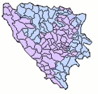 Republika Srpska is split into sixty-three municipalities, while the Federation of Bosnia and Herzegovina is split into seventy-four.