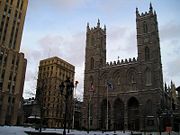 Place d'Armes and Notre Dame Basilica in winter