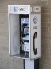 AT&T payphone signage.