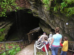 Visitors on a tour in Mammoth cave.
