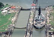 USS Iowa transiting the Panama Canal.