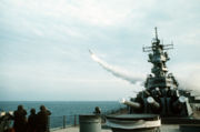 USS Wisconsin fires a Tomahawk missile