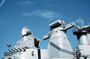Gunfire-control radars aboard USS Iowa. (Aft is left)