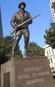 A statue in Louisville, Kentucky honors Medal of Honor recipients from Kentucky.