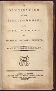 First American edition of A Vindication of the Rights of Woman (1792)
