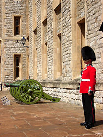 A Coldstream Guards sentry outside the Jewel House