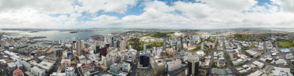 360-degree view from Sky Tower, showing many landmarks in the CBD.