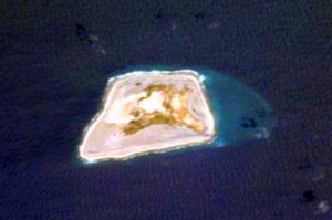 NASA picture of Jarvis Island; note the submerged reef beyond the eastern end.