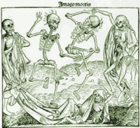 Around the middle of the 14th century, the Black Death ravaged Germany and Europe. From the Dance of Death by Hans Holbein (1491)