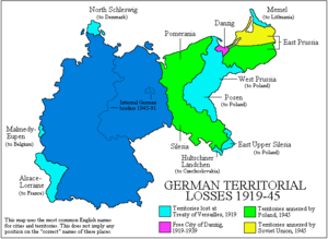 Territorial losses of modern Germany 1919-1945.