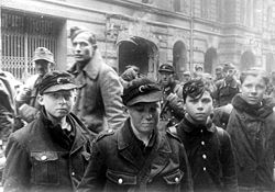 Prisoners of war in the streets of Berlin.
