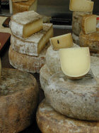 Cheese on market stand in Basel, Switzerland