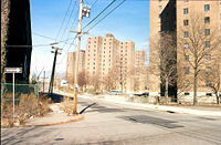 Semi-abandoned buildings in the riot area, mid 1990s