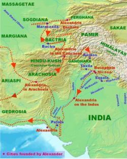 Campaigns and landmarks of Alexander's invasion of Southern Asia.