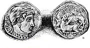 Coin of Alexander bearing an Aramaic language inscription.