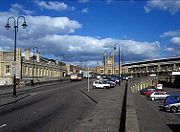 The original Bristol Temple Meads station, first terminus of the GWR, is the building to the left of this picture