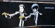 Banksy on Pulp Fiction. Image since removed by graffiti cleanup crews.