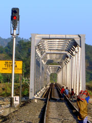 A single line rail bridge