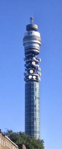 BT Tower from the Euston Road, looking south.