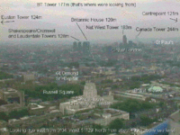 Annotated 1995 view from BT Tower webcam on T35