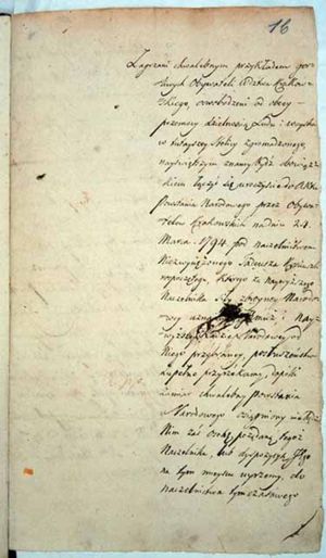 Document of accession of the city of Warsaw to Kościuszko Uprising, signed on April 19