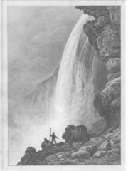 1837 woodcut of  Falls, from Etats Unis d'Amerique by Roux de Rochelle.