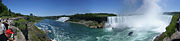 Panoramic view of American and Horseshoe Falls from Canada.