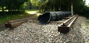 A reconstruction of Brunel's atmospheric railway, using a segment of the original piping at Didcot Railway Centre