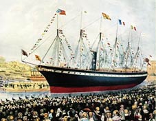 Brunel Launch of the SS Great Britain, the revolutionary ship of Isambard Kingdom Brunel, at Bristol in 1843