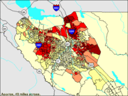 This thematic map shows the large Asian American population in Cupertino, and the North Valley.