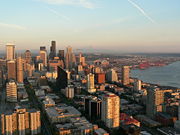 Downtown Seattle includes a tightly-packed financial district along with residential areas and a panoramic waterfront.
