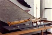 Miniatures of two different types of longships, on display at the Viking Ship Museum in Roskilde, Denmark.