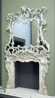 Chimneypiece and overmantel, about 1750 V&A Museum no. 738:1 to 3-1897
