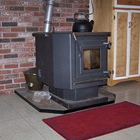 A wood pellet stove.