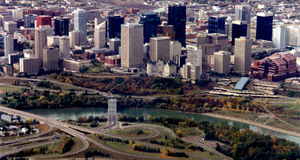 Downtown Edmonton from the air.