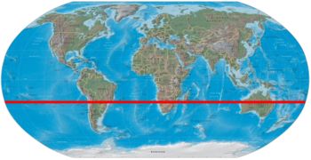 World map showing the Tropic of Capricorn
