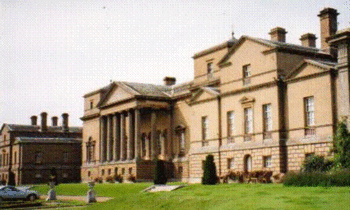 Holkham Hall. Foreground right: One of the four identical secondary wings.