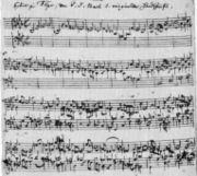 The opening of the six-part fugue from The Musical Offering, in Bach's hand
