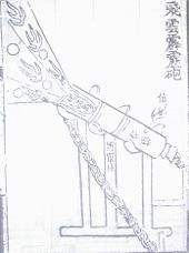 A cannon from the Huolongjing, compiled by Jiao Yu and Liu Ji before the latter's death in 1375.