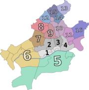 The 16 Ortsbezirke (area districts) of Frankfurt