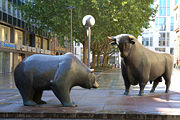 Bull and Bear in front of the Frankfurt Stock Exchange
