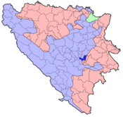Bosnia and Herzegovina surrounding Sarajevo (dark blue, center)