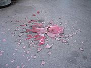 A Sarajevo Rose marking where people were killed by a mortar explosion