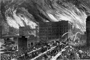 Artist's rendering of the Great Chicago Fire of 1871