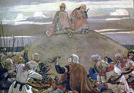 Viktor Vasnetsov. Oleg being mourned by his warriors (1899).