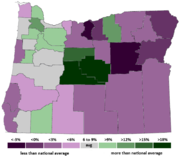 Population Growth by County, 2000-2007. Green counties grew faster than the national average, while purple counties grew more slowly or, in a few cases, lost population.