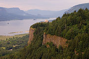 Columbia River Gorge near Crown Point, Oregon, looking upstream into the gorge, past the Vista House, from Portland Women's Forum Viewpoint (Chanticleer Point)